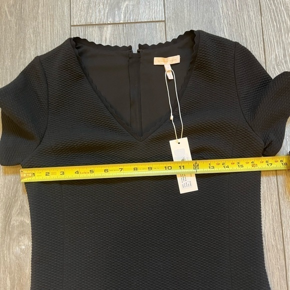 NWT $395 REBECCA TAYLOR  Stretch Texture Little Black Dress Black Size 4 - Picture 9 of 11